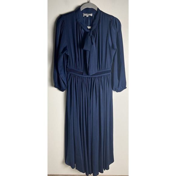 Andrea’s Lookbook X Joe’s Jeans Navy Elle Blouson MIDI Dress Sz Medium - Picture 5 of 14